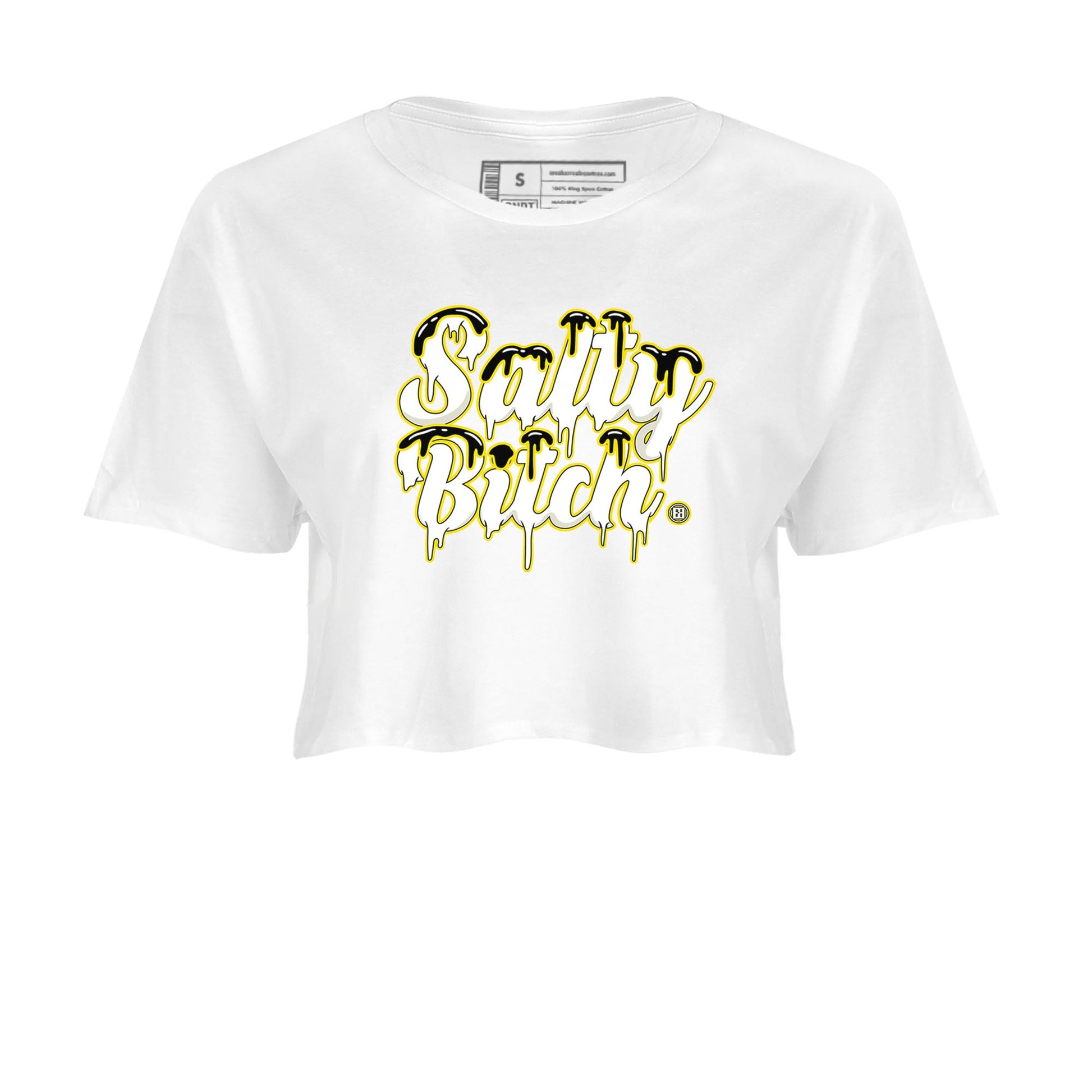 Air Jordan 4 Retro Vivid Sulfur shirt to match jordans Salty Bitch sneaker tees 4s Vivid Sulfur SNRT Sneaker Release Tees White 2 crop length shirt