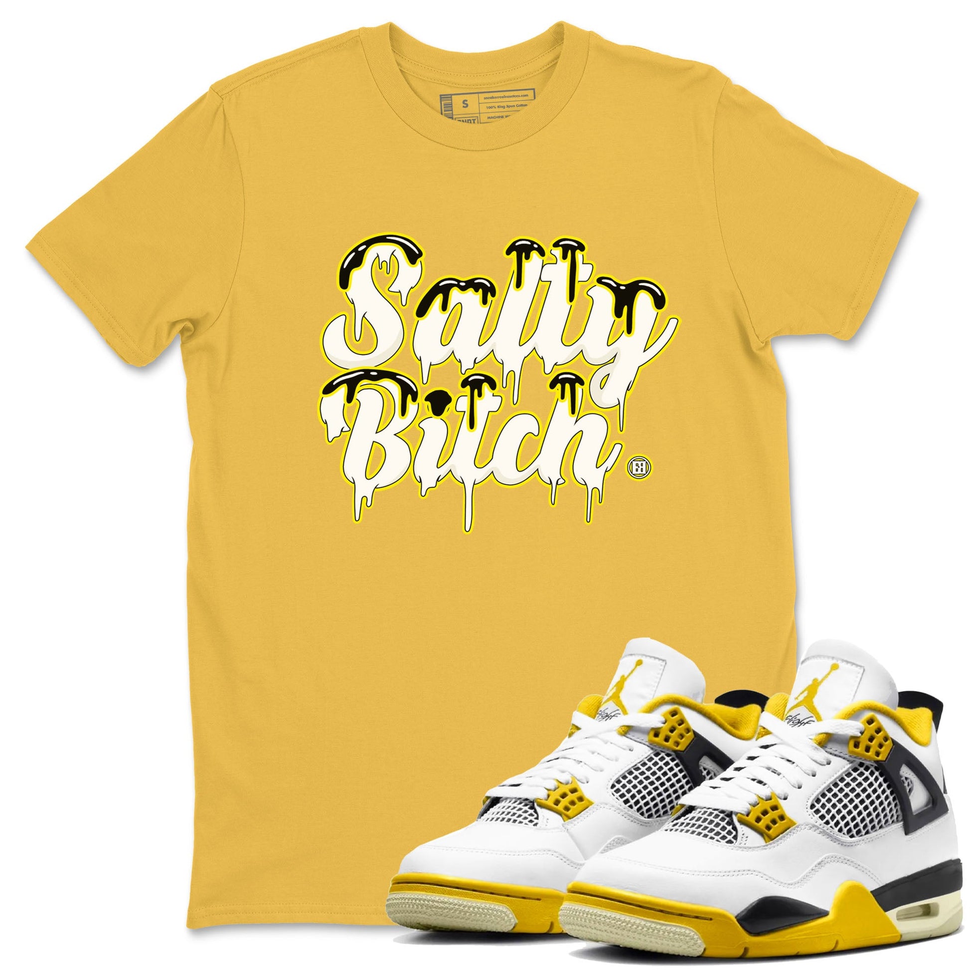 Air Jordan 4 Retro Vivid Sulfur shirt to match jordans Salty Bitch sneaker tees 4s Vivid Sulfur SNRT Sneaker Release Tees unisex cotton Daisy 1 crew neck shirt