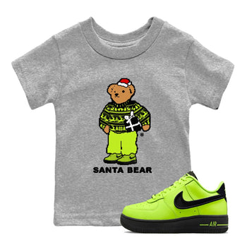Air Force 1 Low Dance Volt t shirts to match sneakers Santa Bear Christmas Shirts Air Force 1 Volt shirt SNRT Sneaker Tees Youth Baby Heather Grey 1 tee