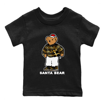 Jordan 1 High OG Retro Black Metallic Gold t shirts to match sneakers Santa Bear Christmas Shirts 1s Black Metallic Gold shirt SNRT Sneaker Tees Youth Baby Black 2 tee