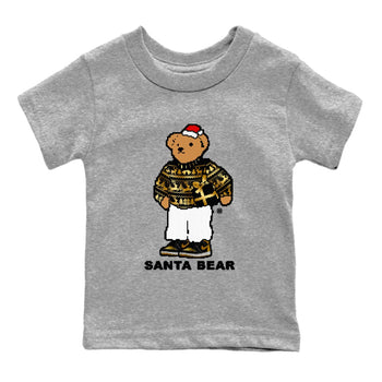 Jordan 1 High OG Retro Black Metallic Gold t shirts to match sneakers Santa Bear Christmas Shirts 1s Black Metallic Gold shirt SNRT Sneaker Tees Youth Baby Heather Grey 2 tee