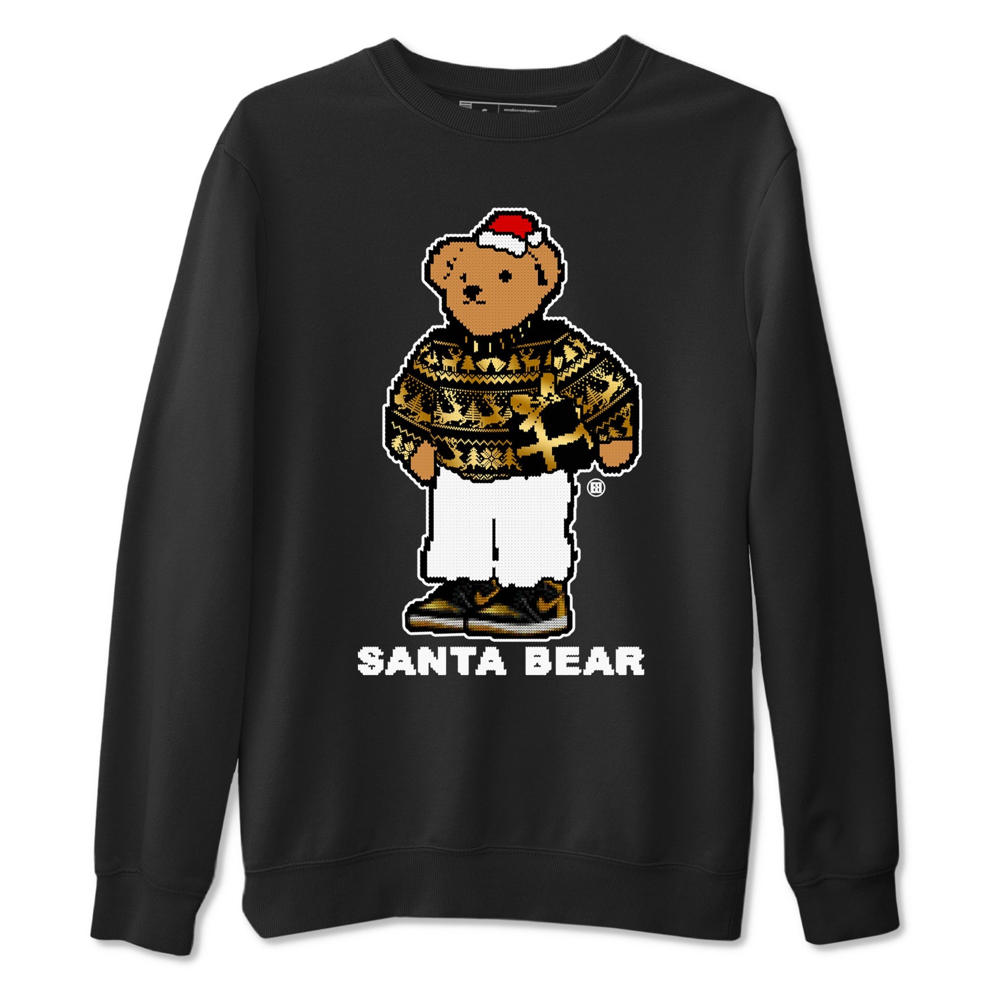 Jordan 1 High OG Retro Black Metallic Gold t shirts to match sneakers Santa Bear Christmas Shirts 1s Black Metallic Gold shirt SNRT Sneaker Tees unisex cotton Black 2 shirts