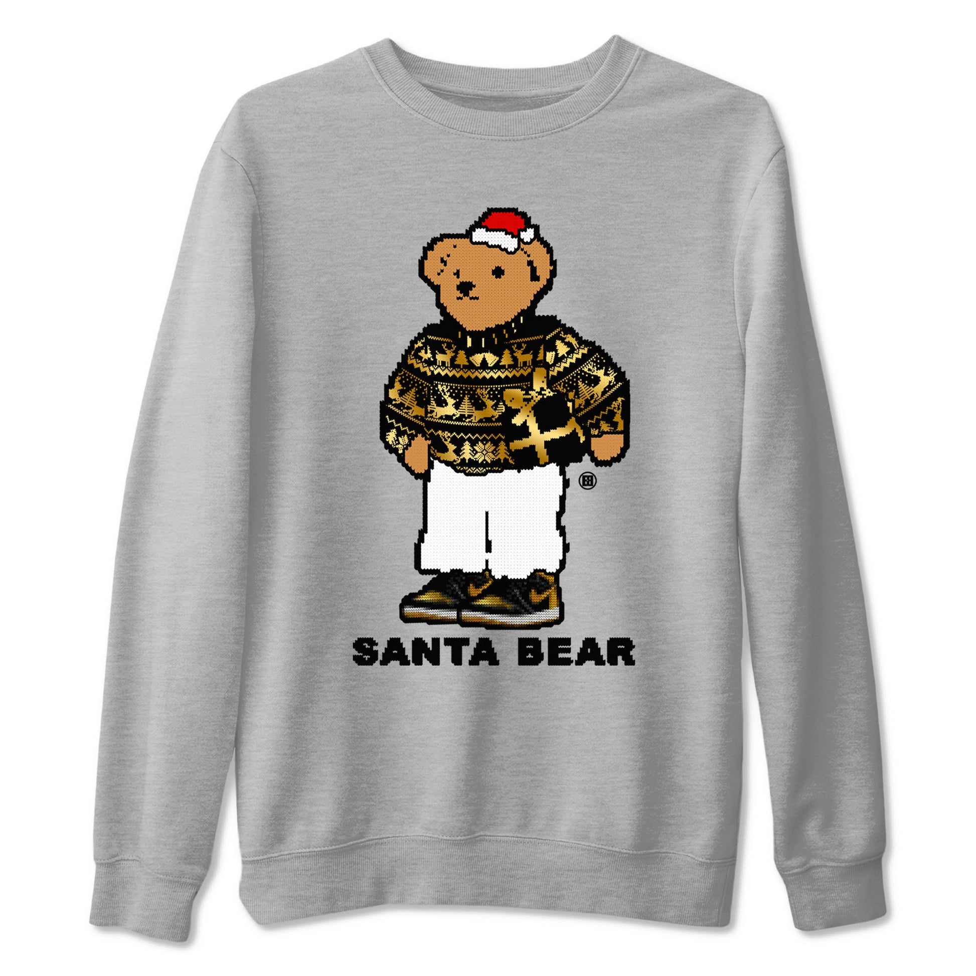 Jordan 1 High OG Retro Black Metallic Gold t shirts to match sneakers Santa Bear Christmas Shirts 1s Black Metallic Gold shirt SNRT Sneaker Tees unisex cotton Heather Grey 2 shirts