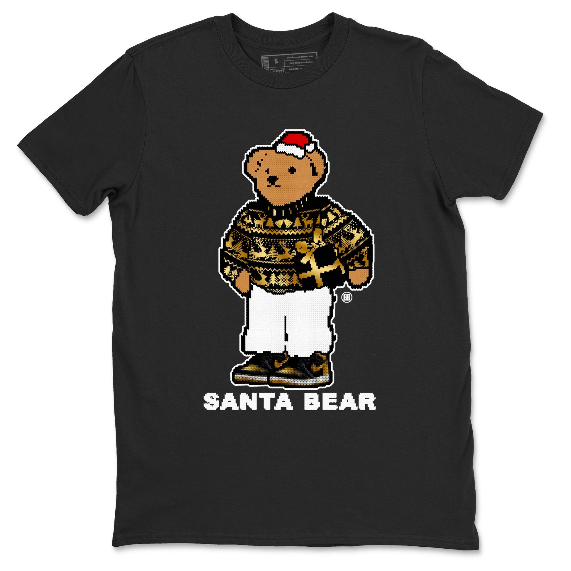 Jordan 1 High OG Retro Black Metallic Gold t shirts to match sneakers Santa Bear Christmas Shirts 1s Black Metallic Gold shirt SNRT Sneaker Tees unisex cotton Black 2 shirts