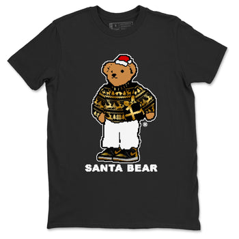 Jordan 1 High OG Retro Black Metallic Gold t shirts to match sneakers Santa Bear Christmas Shirts 1s Black Metallic Gold shirt SNRT Sneaker Tees unisex cotton Black 2 shirts