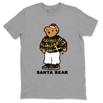 Jordan 1 High OG Retro Black Metallic Gold t shirts to match sneakers Santa Bear Christmas Shirts 1s Black Metallic Gold shirt SNRT Sneaker Tees unisex cotton Heather Grey 2 shirts