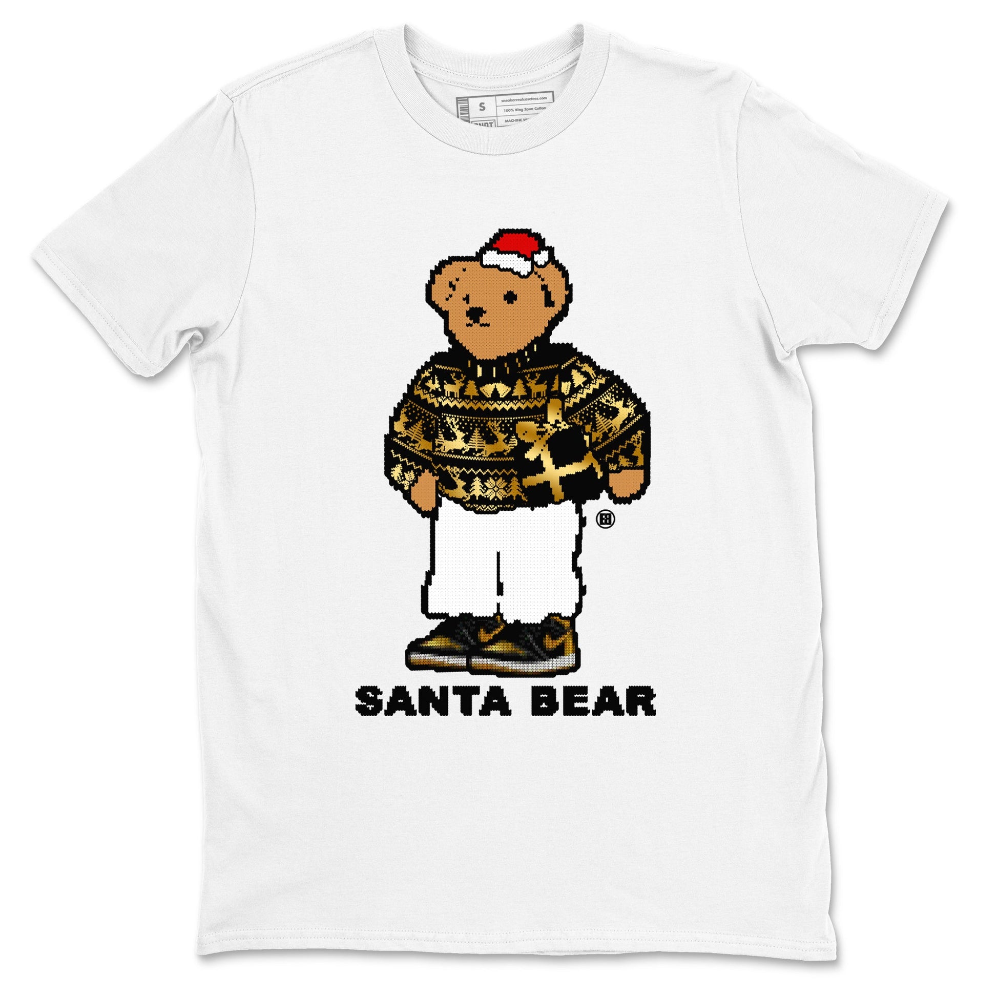 Jordan 1 High OG Retro Black Metallic Gold t shirts to match sneakers Santa Bear Christmas Shirts 1s Black Metallic Gold shirt SNRT Sneaker Tees unisex cotton White 2 shirts
