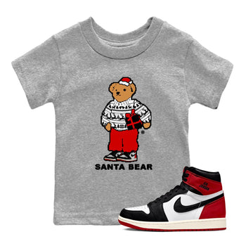 1s Black Toe Reimagined t shirts to match sneakers Santa Bear Christmas Shirts Air Jordan 1 Black Toe Reimagined shirt SNRT Sneaker Tees Youth Baby Heather Grey 1 tee