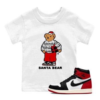 1s Black Toe Reimagined t shirts to match sneakers Santa Bear Christmas Shirts Air Jordan 1 Black Toe Reimagined shirt SNRT Sneaker Tees Youth Baby White 1 tee