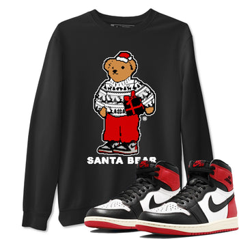 1s Black Toe Reimagined t shirts to match sneakers Santa Bear Christmas Shirts Air Jordan 1 Black Toe Reimagined shirt SNRT Sneaker Tees unisex cotton Black 1 shirts