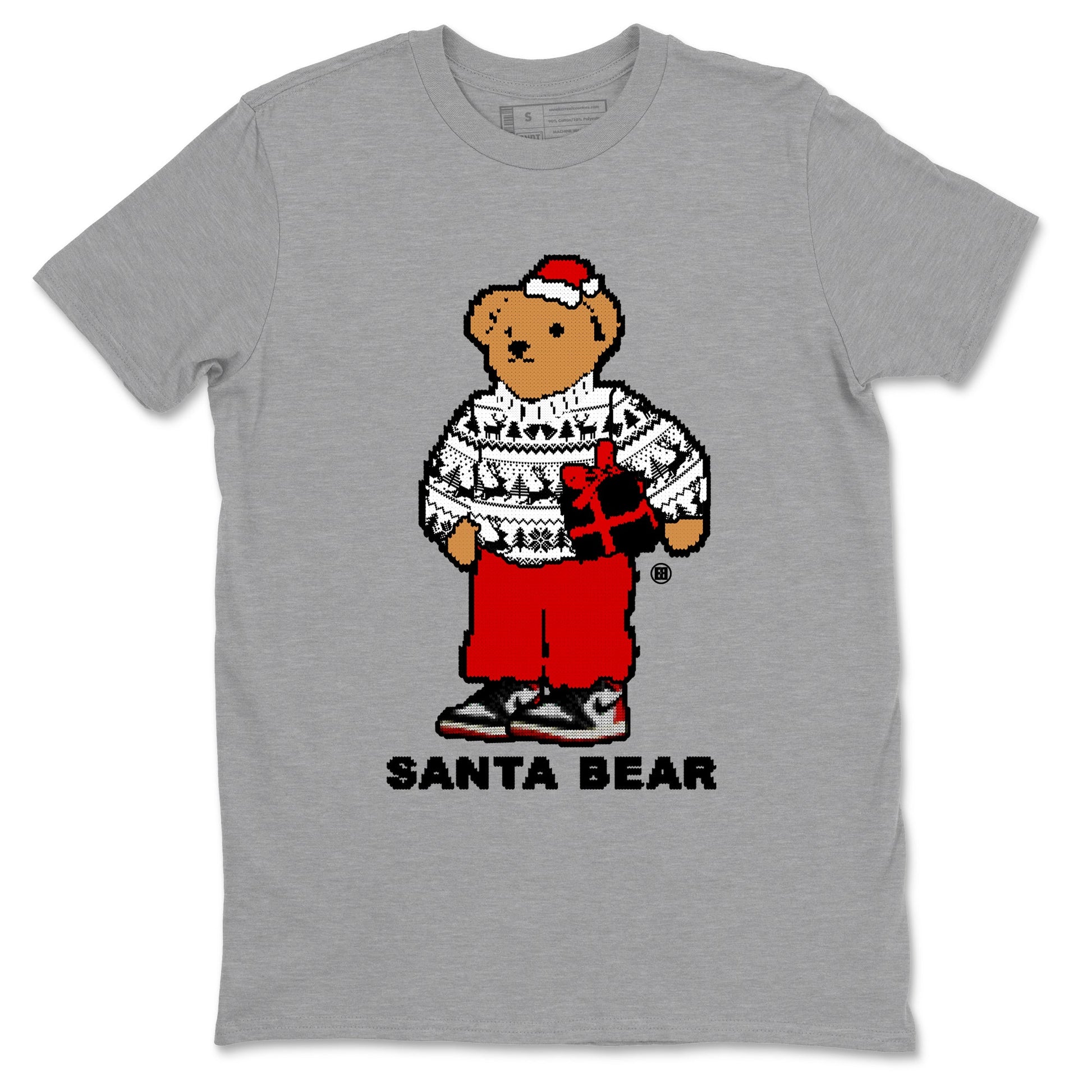 1s Black Toe Reimagined t shirts to match sneakers Santa Bear Christmas Shirts Air Jordan 1 Black Toe Reimagined shirt SNRT Sneaker Tees unisex cotton Heather Grey 2 shirts