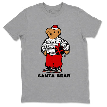 1s Black Toe Reimagined t shirts to match sneakers Santa Bear Christmas Shirts Air Jordan 1 Black Toe Reimagined shirt SNRT Sneaker Tees unisex cotton Heather Grey 2 shirts