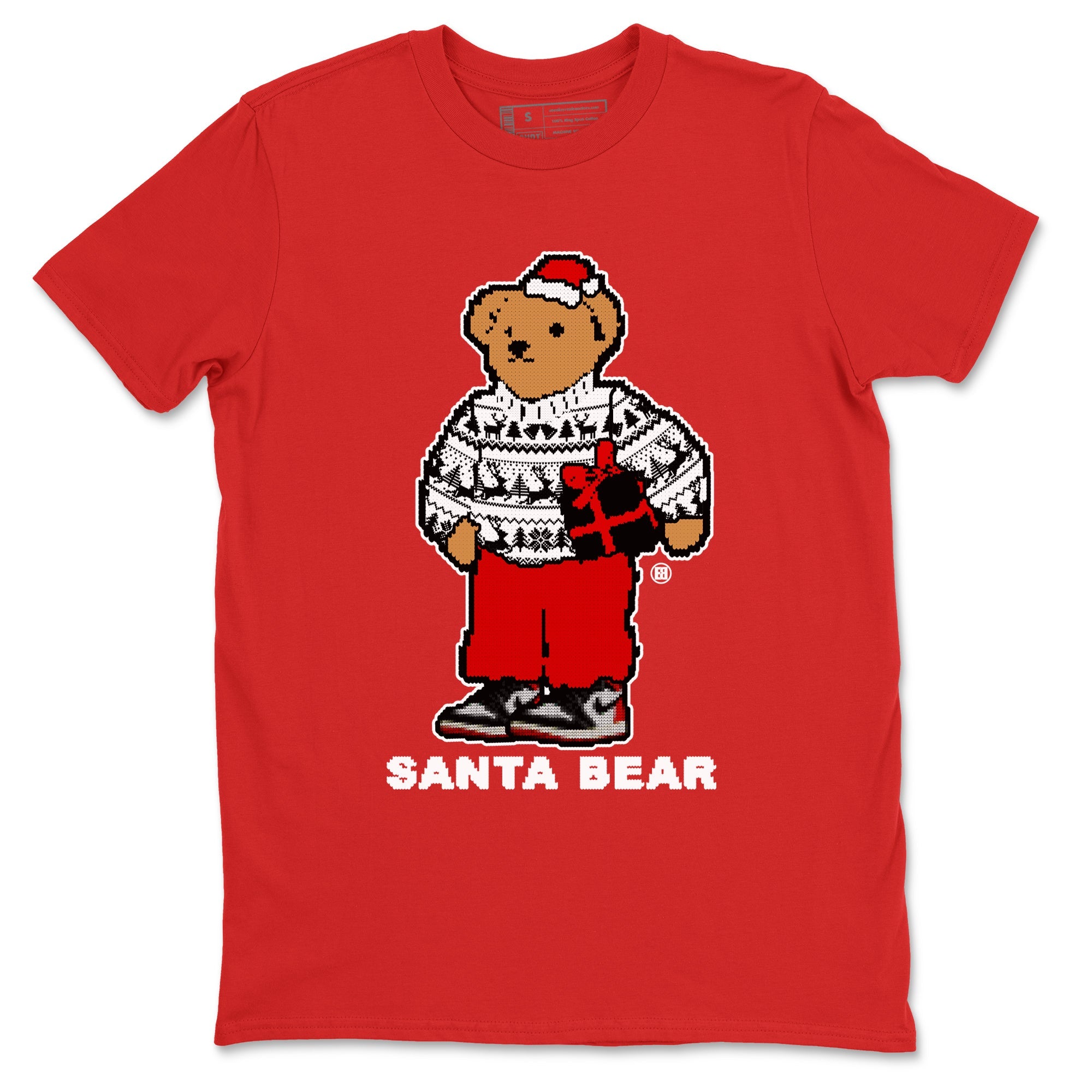 1s Black Toe Reimagined t shirts to match sneakers Santa Bear Christmas Shirts Air Jordan 1 Black Toe Reimagined shirt SNRT Sneaker Tees unisex cotton Red 2 shirts