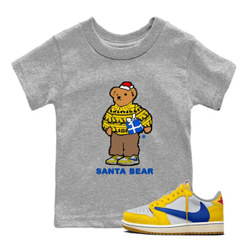 Jordan 1 Retro Low OG SP Travis Scott Canary t shirts to match sneakers Santa Bear Christmas Shirts Air Jordan 1 Travis Scott Canary shirt SNRT Sneaker Tees Youth Baby Heather Grey 1 tee