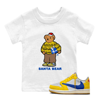 Jordan 1 Retro Low OG SP Travis Scott Canary t shirts to match sneakers Santa Bear Christmas Shirts Air Jordan 1 Travis Scott Canary shirt SNRT Sneaker Tees Youth Baby White 1 tee