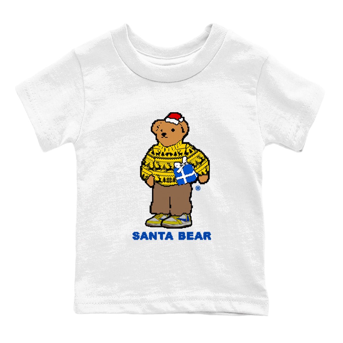 Jordan 1 Retro Low OG SP Travis Scott Canary t shirts to match sneakers Santa Bear Christmas Shirts Air Jordan 1 Travis Scott Canary shirt SNRT Sneaker Tees Youth Baby White 2 tee