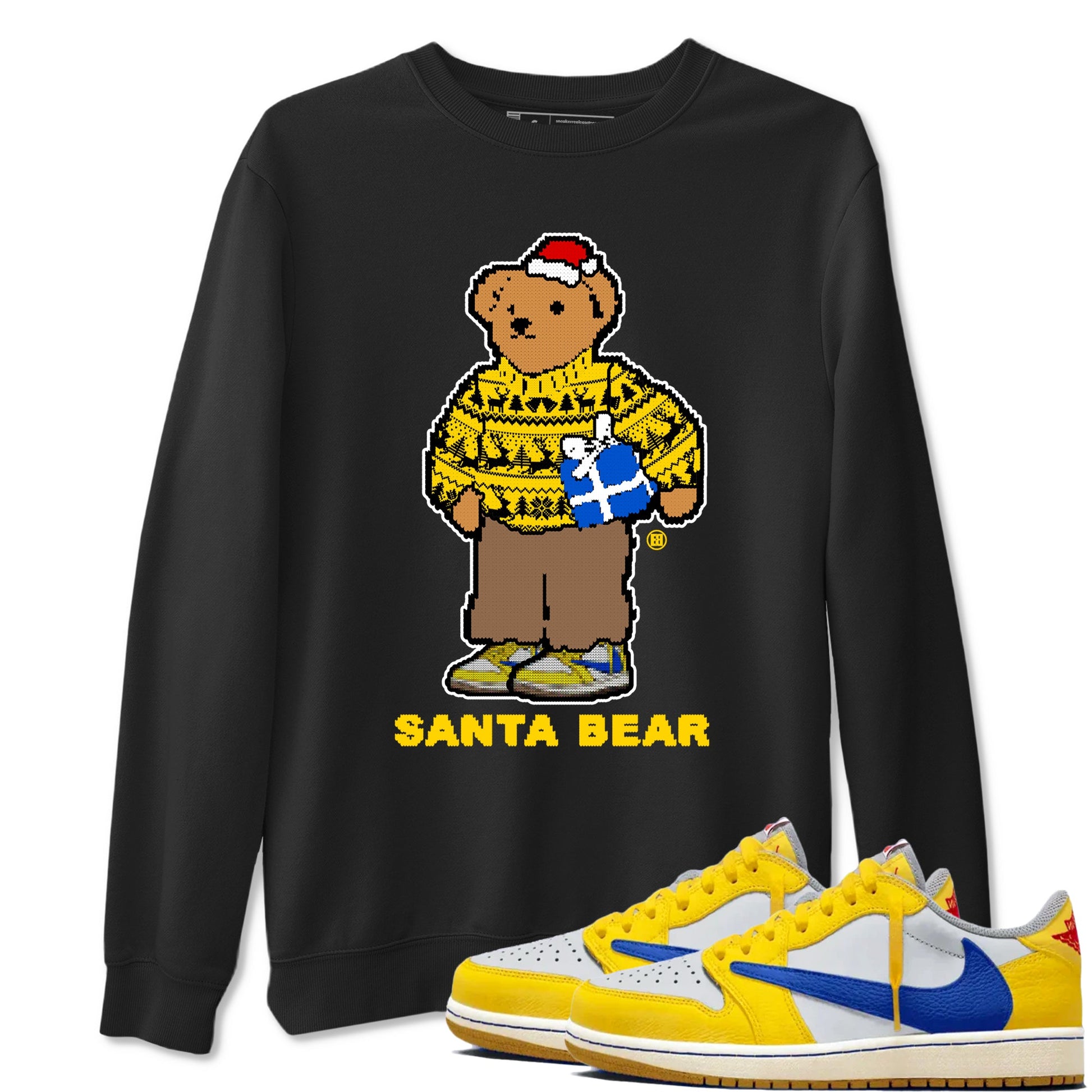 Jordan 1 Retro Low OG SP Travis Scott Canary t shirts to match sneakers Santa Bear Christmas Shirts Air Jordan 1 Travis Scott Canary shirt SNRT Sneaker Tees unisex cotton Black 1 shirts