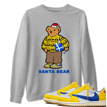 Jordan 1 Retro Low OG SP Travis Scott Canary t shirts to match sneakers Santa Bear Christmas Shirts Air Jordan 1 Travis Scott Canary shirt SNRT Sneaker Tees unisex cotton Heather Grey 1 shirts