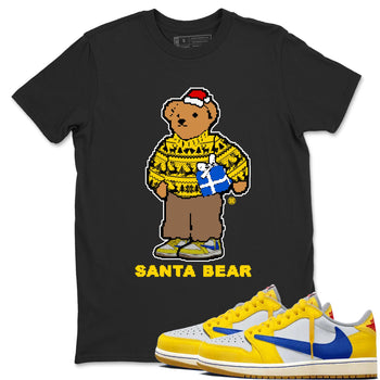 Jordan 1 Retro Low OG SP Travis Scott Canary t shirts to match sneakers Santa Bear Christmas Shirts Air Jordan 1 Travis Scott Canary shirt SNRT Sneaker Tees unisex cotton Black 1 shirts