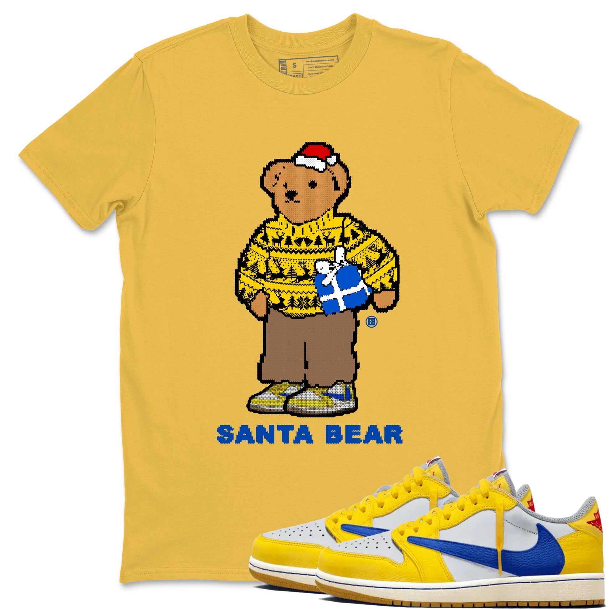 Jordan 1 Retro Low OG SP Travis Scott Canary t shirts to match sneakers Santa Bear Christmas Shirts Air Jordan 1 Travis Scott Canary shirt SNRT Sneaker Tees unisex cotton Daisy 1 shirts