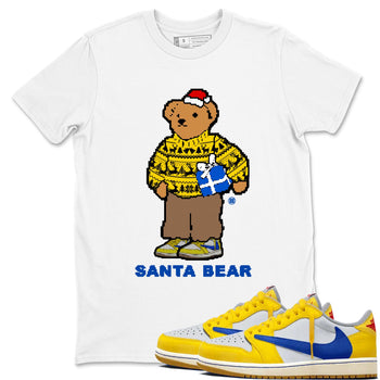 Jordan 1 Retro Low OG SP Travis Scott Canary t shirts to match sneakers Santa Bear Christmas Shirts Air Jordan 1 Travis Scott Canary shirt SNRT Sneaker Tees unisex cotton White 1 shirts