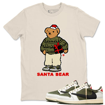 Jordan 1 Retro Low Travis Scott Olive t shirts to match sneakers Santa Bear Christmas Shirts Air Jordan 1 Travis Scott Medium Olive shirt SNRT Sneaker Tees unisex cotton Natural 1 shirts