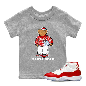 Jordan 11 Retro Cherry t shirts to match sneakers Santa Bear Christmas Shirts 11s Cherry shirt SNRT Sneaker Tees Youth Baby Heather Grey 1 tee