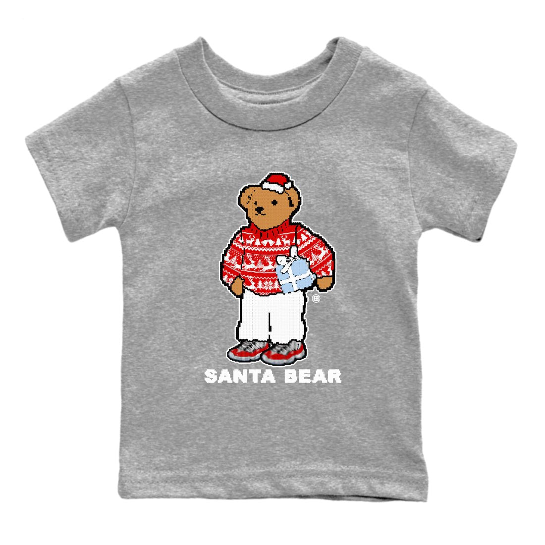 Jordan 11 Retro Cherry t shirts to match sneakers Santa Bear Christmas Shirts 11s Cherry shirt SNRT Sneaker Tees Youth Baby Heather Grey 2 tee