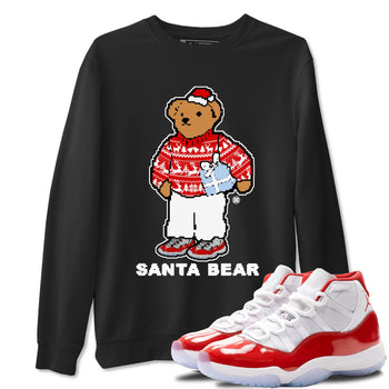 Jordan 11 Retro Cherry t shirts to match sneakers Santa Bear Christmas Shirts 11s Cherry shirt SNRT Sneaker Tees unisex cotton Black 1 shirts