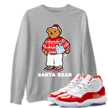 Jordan 11 Retro Cherry t shirts to match sneakers Santa Bear Christmas Shirts 11s Cherry shirt SNRT Sneaker Tees unisex cotton Heather Grey 1 shirts