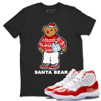 Jordan 11 Retro Cherry t shirts to match sneakers Santa Bear Christmas Shirts 11s Cherry shirt SNRT Sneaker Tees unisex cotton Black 1 shirts