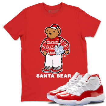 Jordan 11 Retro Cherry t shirts to match sneakers Santa Bear Christmas Shirts 11s Cherry shirt SNRT Sneaker Tees unisex cotton Red 1 shirts
