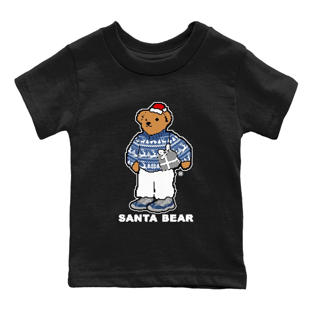 11s Diffused Blue t shirts to match sneakers Santa Bear Christmas Shirts Air Jordan 11 Diffused Blue shirt SNRT Sneaker Tees Youth Baby Black 2 tee