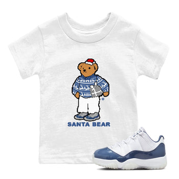 11s Diffused Blue t shirts to match sneakers Santa Bear Christmas Shirts Air Jordan 11 Diffused Blue shirt SNRT Sneaker Tees Youth Baby White 1 tee