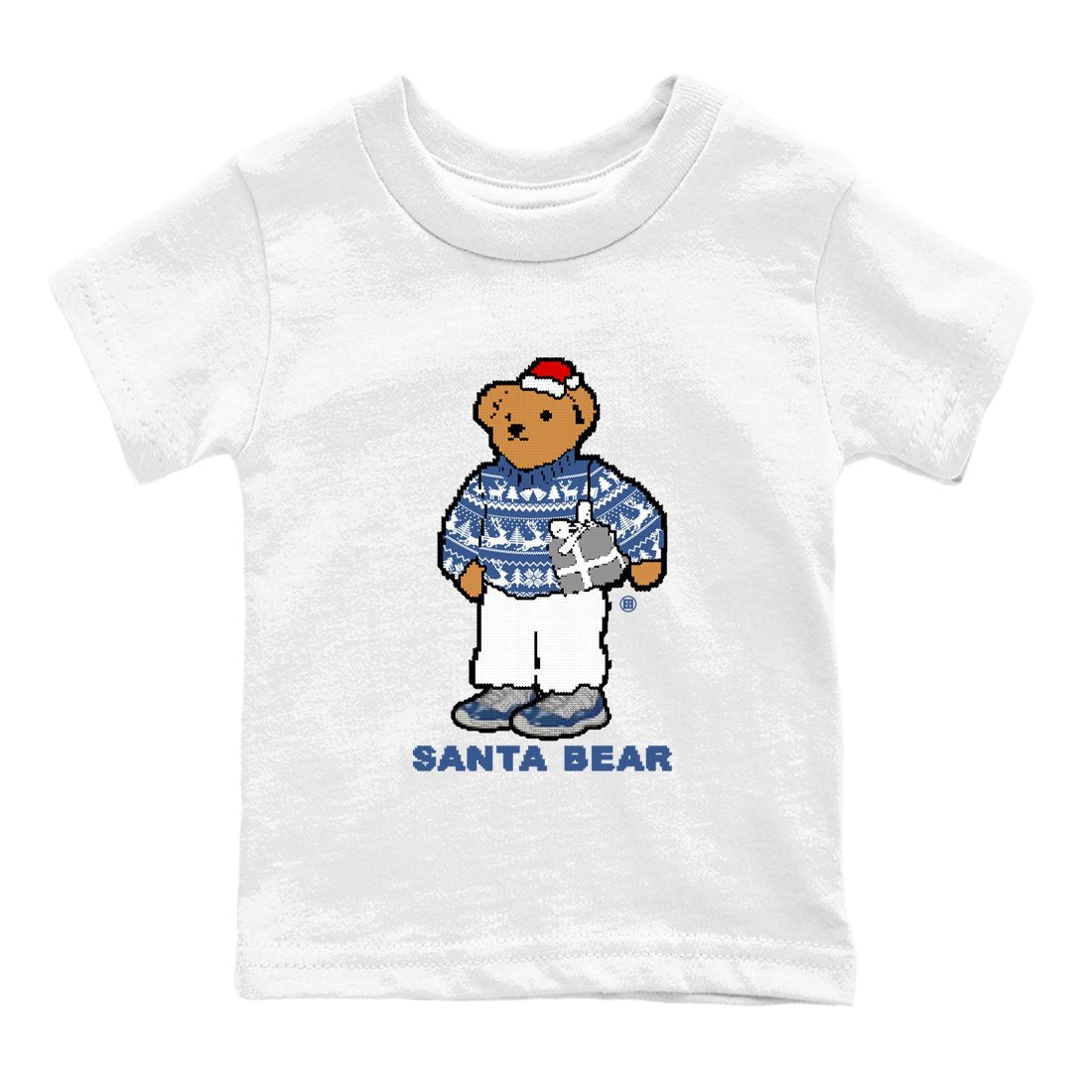 11s Diffused Blue t shirts to match sneakers Santa Bear Christmas Shirts Air Jordan 11 Diffused Blue shirt SNRT Sneaker Tees Youth Baby White 2 tee