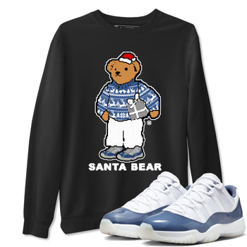 11s Diffused Blue t shirts to match sneakers Santa Bear Christmas Shirts Air Jordan 11 Diffused Blue shirt SNRT Sneaker Tees unisex cotton Black 1 shirts