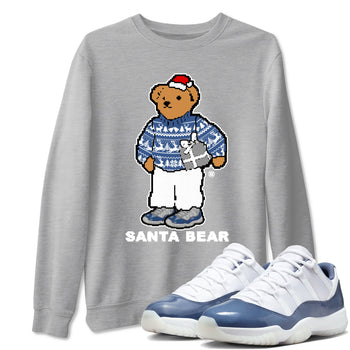 11s Diffused Blue t shirts to match sneakers Santa Bear Christmas Shirts Air Jordan 11 Diffused Blue shirt SNRT Sneaker Tees unisex cotton Heather Grey 1 shirts