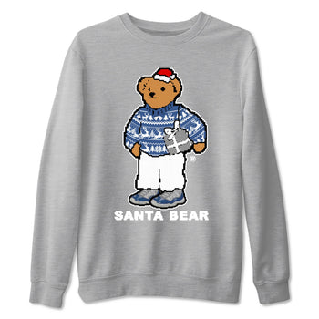 11s Diffused Blue t shirts to match sneakers Santa Bear Christmas Shirts Air Jordan 11 Diffused Blue shirt SNRT Sneaker Tees unisex cotton Heather Grey 2 shirts