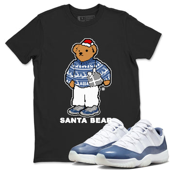 11s Diffused Blue t shirts to match sneakers Santa Bear Christmas Shirts Air Jordan 11 Diffused Blue shirt SNRT Sneaker Tees unisex cotton Black 1 shirts