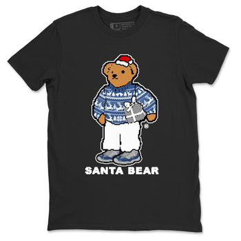 11s Diffused Blue t shirts to match sneakers Santa Bear Christmas Shirts Air Jordan 11 Diffused Blue shirt SNRT Sneaker Tees unisex cotton Black 2 shirts
