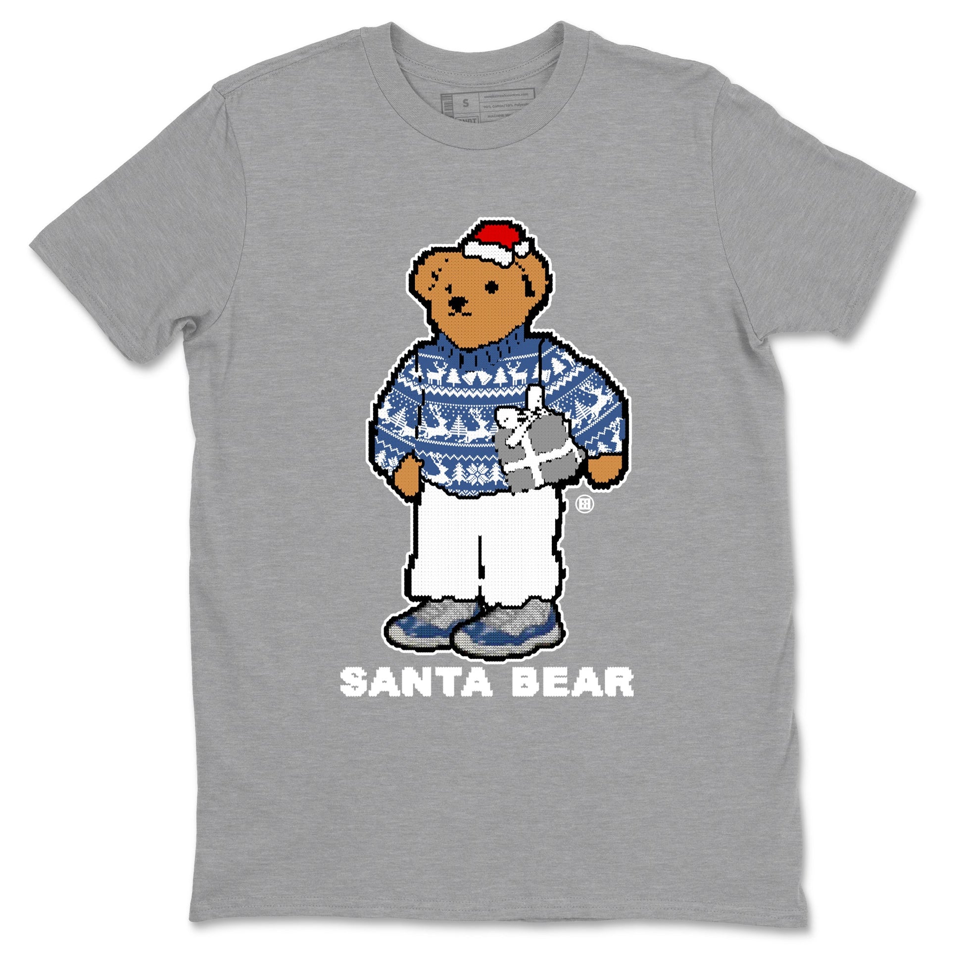 11s Diffused Blue t shirts to match sneakers Santa Bear Christmas Shirts Air Jordan 11 Diffused Blue shirt SNRT Sneaker Tees unisex cotton Heather Grey 2 shirts