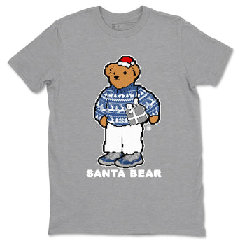 11s Diffused Blue t shirts to match sneakers Santa Bear Christmas Shirts Air Jordan 11 Diffused Blue shirt SNRT Sneaker Tees unisex cotton Heather Grey 2 shirts