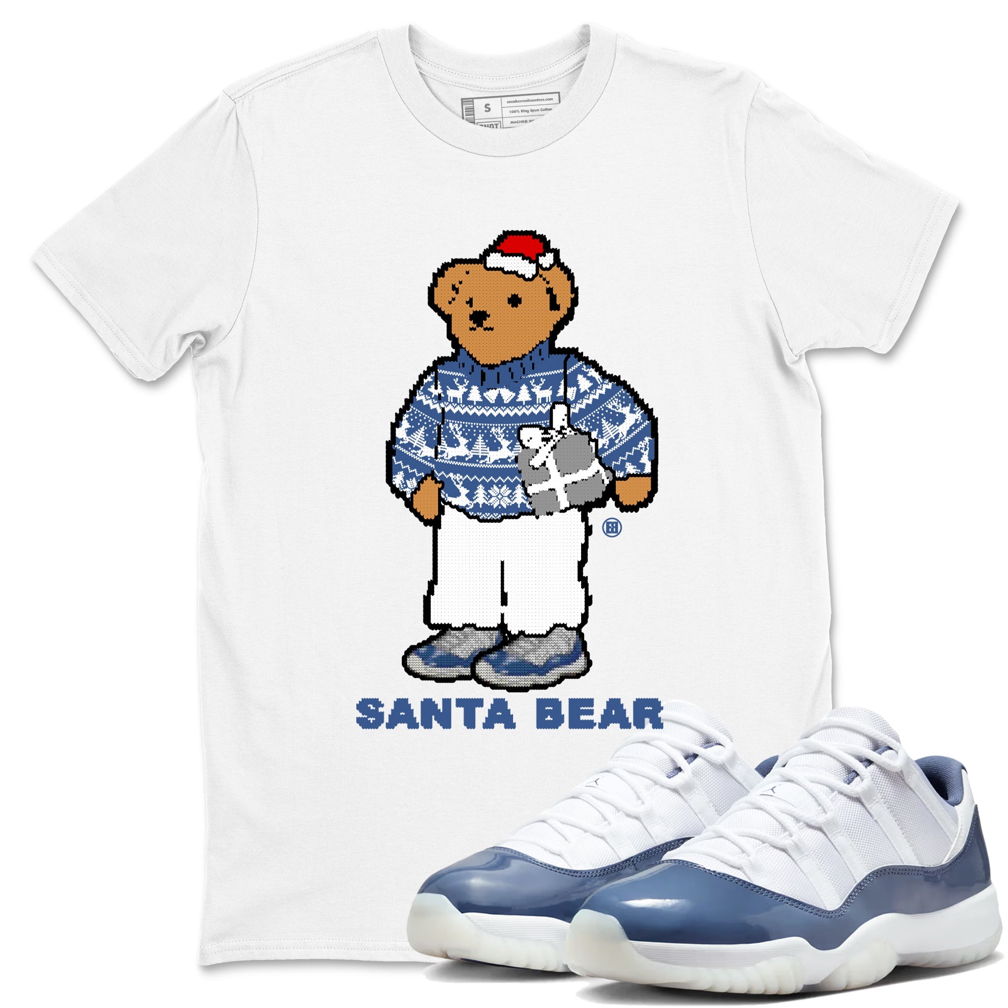 11s Diffused Blue t shirts to match sneakers Santa Bear Christmas Shirts Air Jordan 11 Diffused Blue shirt SNRT Sneaker Tees unisex cotton White 1 shirts
