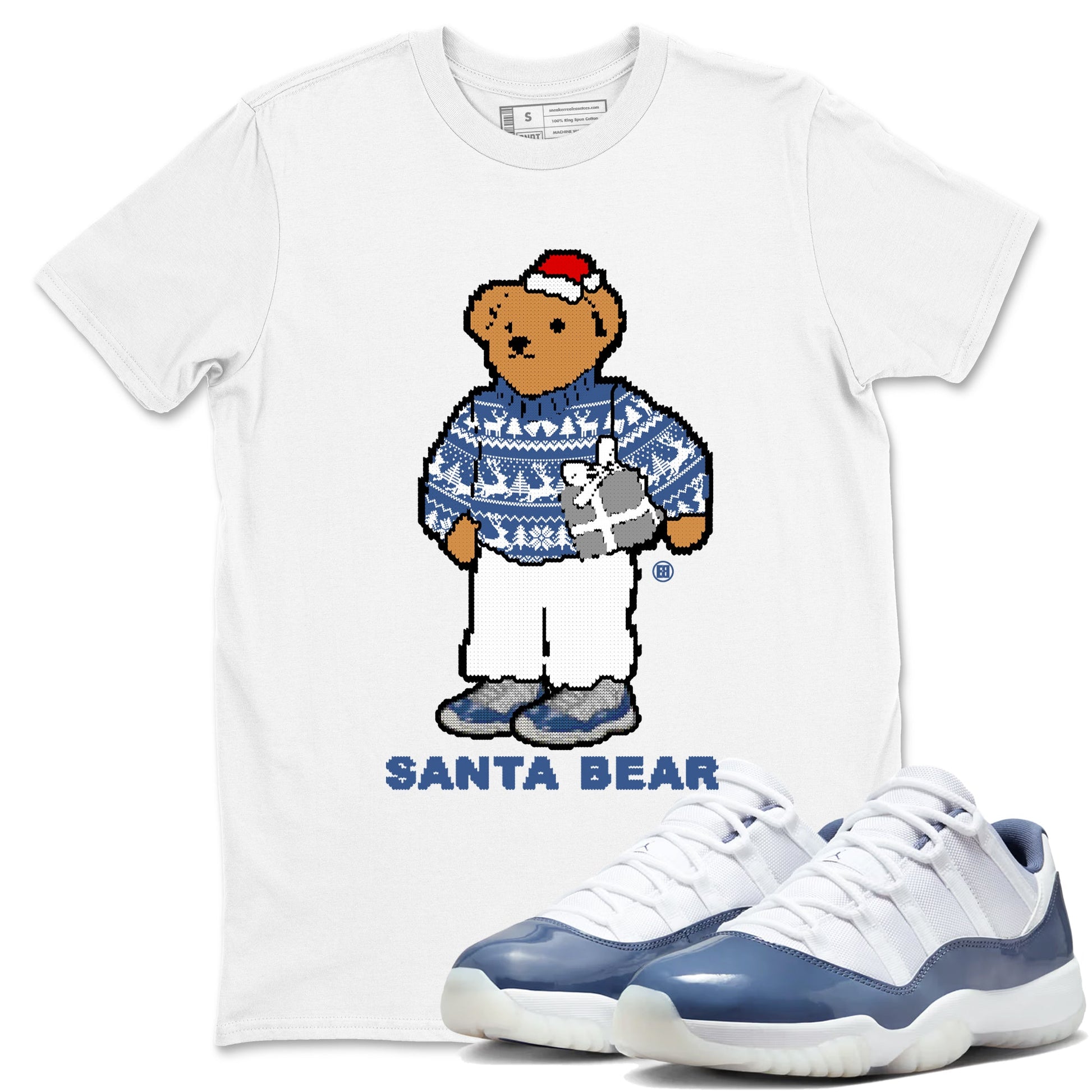 11s Diffused Blue t shirts to match sneakers Santa Bear Christmas Shirts Air Jordan 11 Diffused Blue shirt SNRT Sneaker Tees unisex cotton White 1 shirts