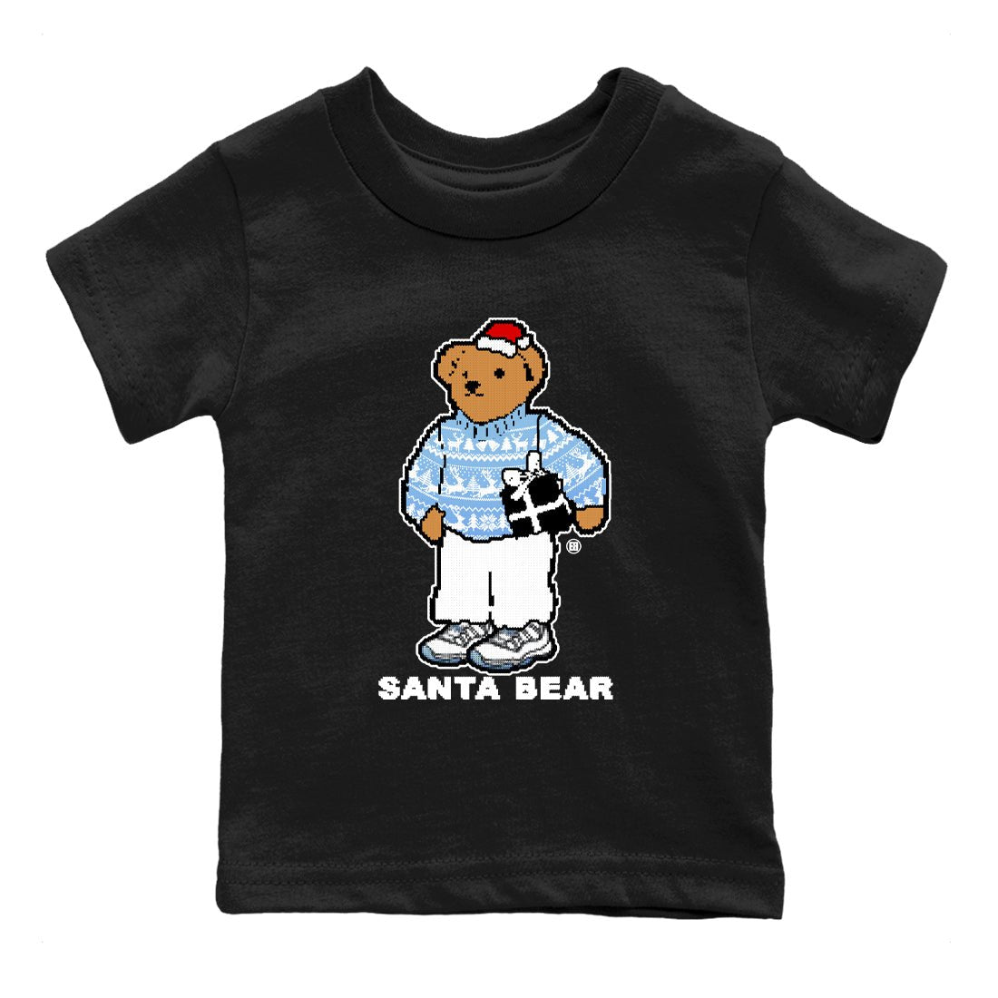 11s Legend Blue t shirts to match sneakers Santa Bear Christmas Shirts Air Jordan 11 Legend Blue shirt SNRT Sneaker Tees Youth Baby Black 2 tee