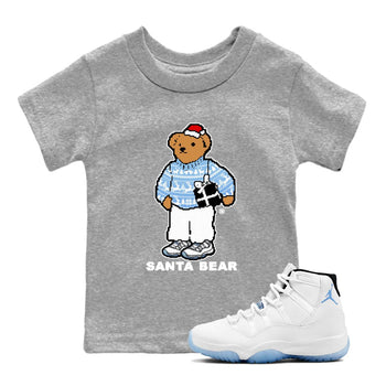 11s Legend Blue t shirts to match sneakers Santa Bear Christmas Shirts Air Jordan 11 Legend Blue shirt SNRT Sneaker Tees Youth Baby Heather Grey 1 tee