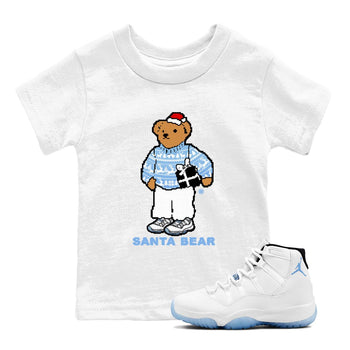 11s Legend Blue t shirts to match sneakers Santa Bear Christmas Shirts Air Jordan 11 Legend Blue shirt SNRT Sneaker Tees Youth Baby White 1 tee