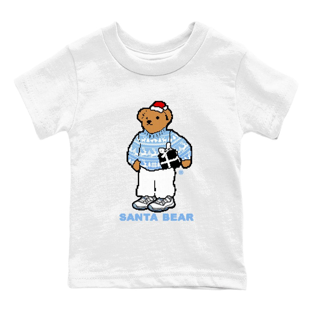 11s Legend Blue t shirts to match sneakers Santa Bear Christmas Shirts Air Jordan 11 Legend Blue shirt SNRT Sneaker Tees Youth Baby White 2 tee