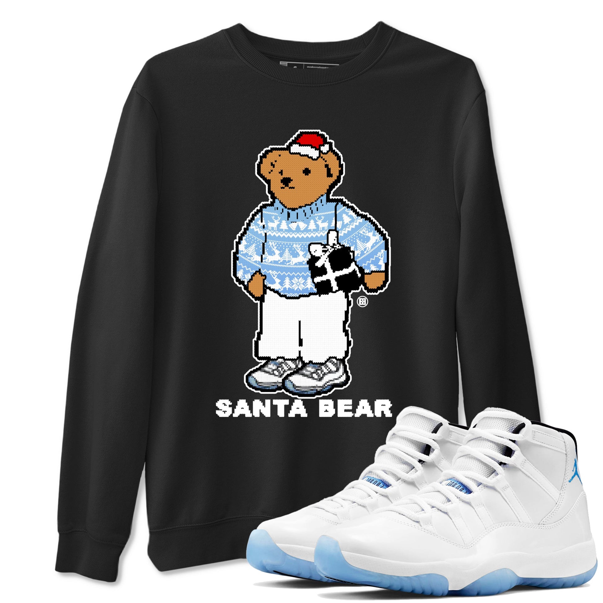 11s Legend Blue t shirts to match sneakers Santa Bear Christmas Shirts Air Jordan 11 Legend Blue shirt SNRT Sneaker Tees unisex cotton Black 1 shirts