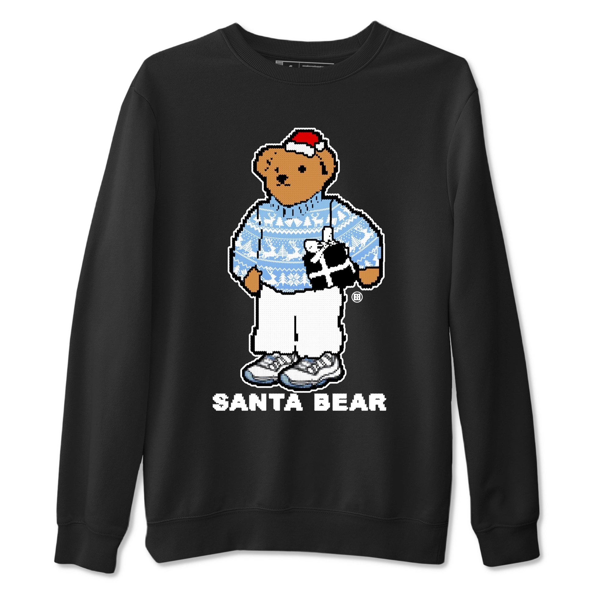 11s Legend Blue t shirts to match sneakers Santa Bear Christmas Shirts Air Jordan 11 Legend Blue shirt SNRT Sneaker Tees unisex cotton Black 2 shirts